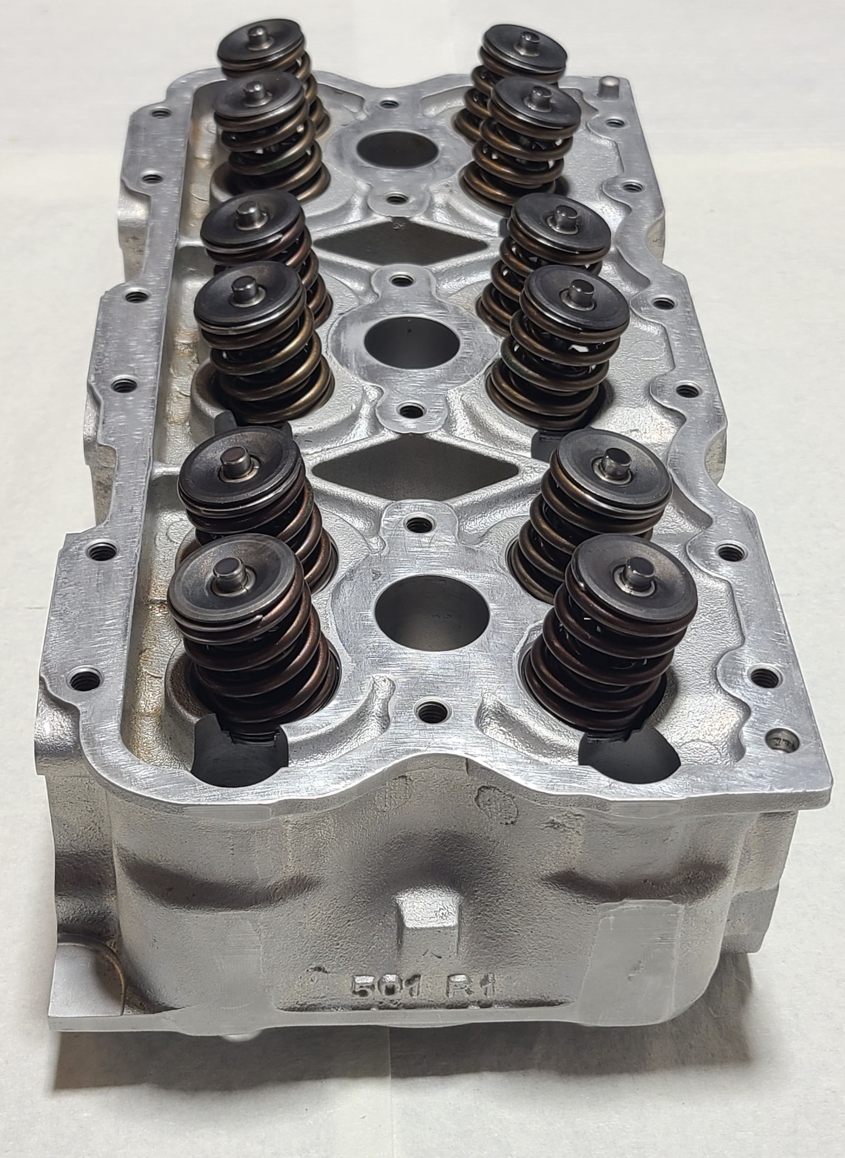 959 cylinder head — top view with new valves installed