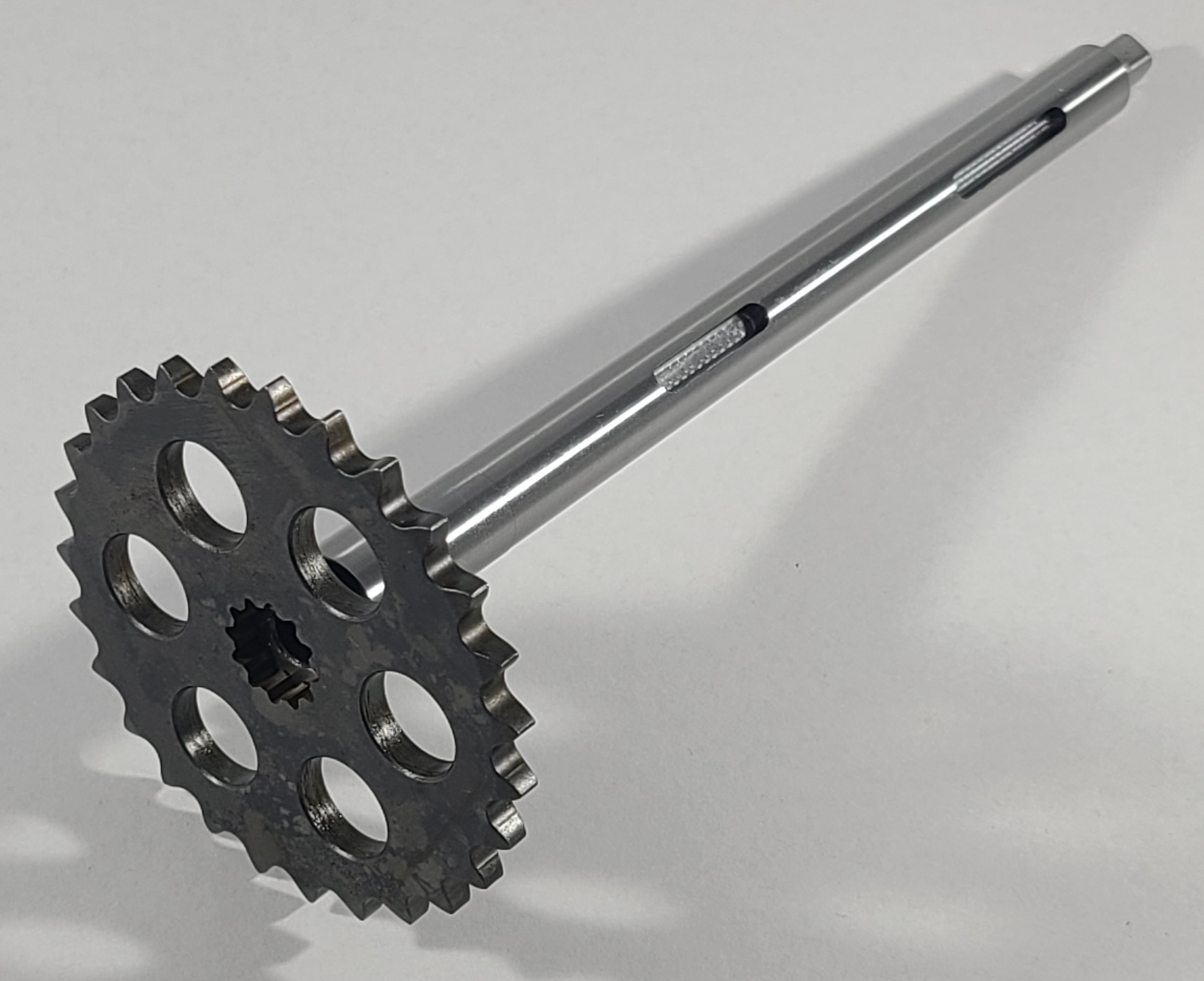 Oil pump shaft and gear, assembled